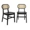 Merrick Lane Analise Set of 2 Cane Rattan Dining Chairs with Solid Wood Frames
